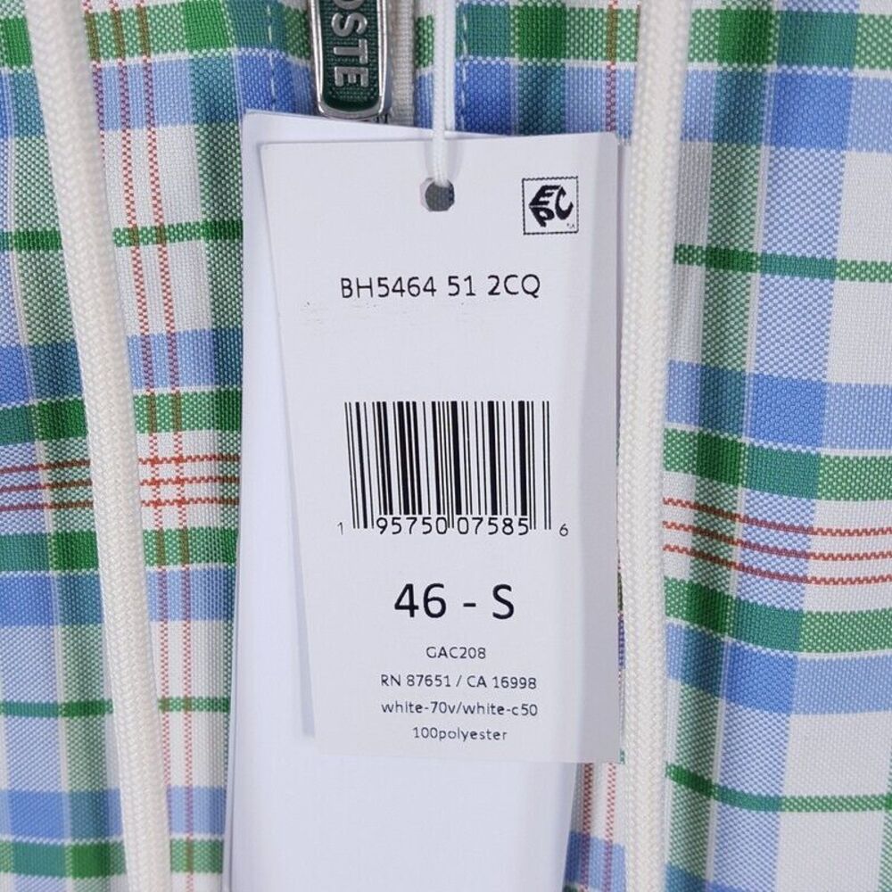 LACOSTE Mens Rain Jacket Small Blue Green Plaid Zip Up Hooded Checkered KARIERTE - Picture 7 of 16